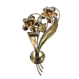 Vintage Brooch Floral CA Gold Wash on Sterling